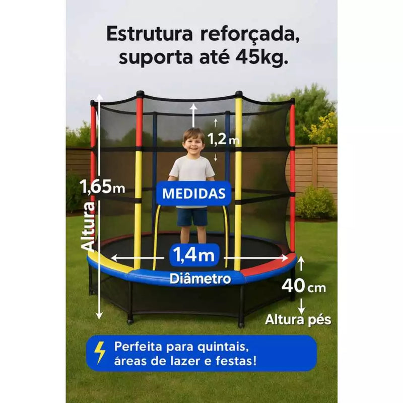 Cama Elastica Infantil Pula Pula C/ Rede de Proteção